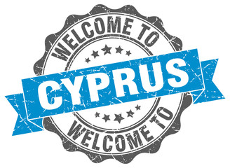 Obraz premium Cyprus round ribbon seal