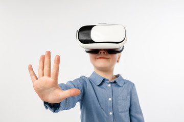 Child with virtual reality headset