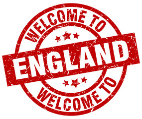 welcome to England red stamp