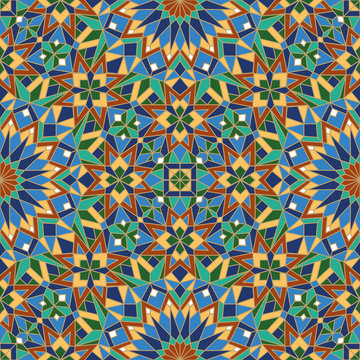 Morrocan seamless mosaic pattern. Arabic abstract background