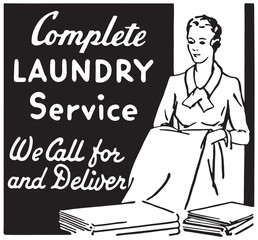 Complete Laundry Service - Retro Ad Art Banner