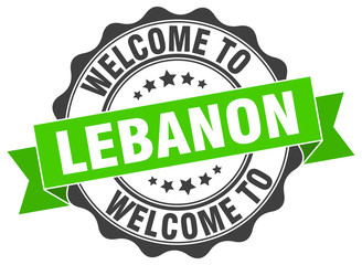 Obraz premium Lebanon round ribbon seal