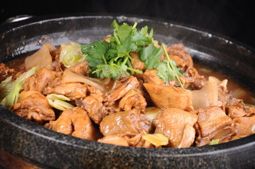 fried chicken with vegetables on plate