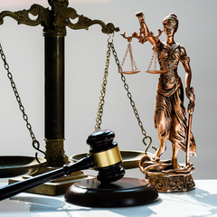 Law and Justice concept, Gray background