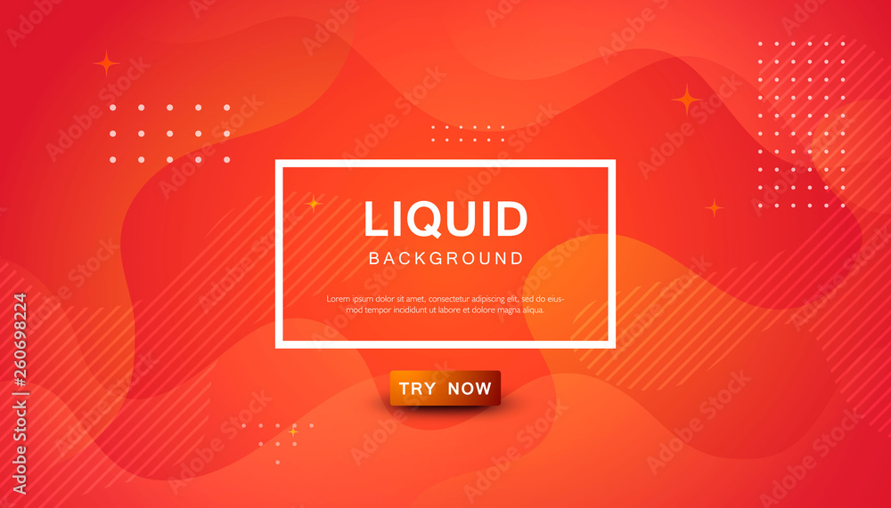 Poster orange liquid color background. dynamic textured geometric element design with dots decoration. mode