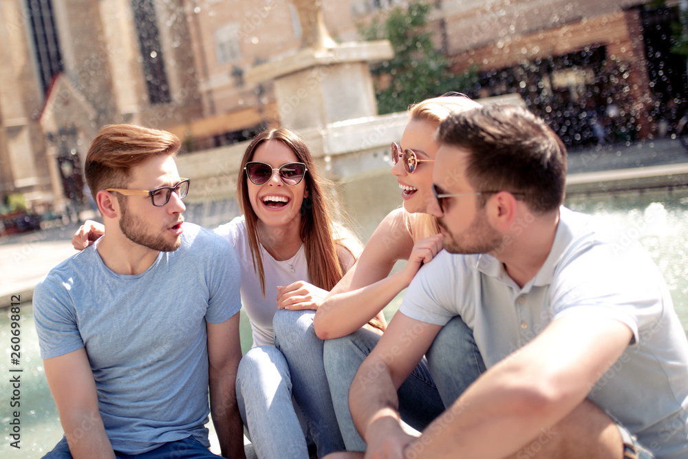 Canvas Prints group of friends have fun outdoors