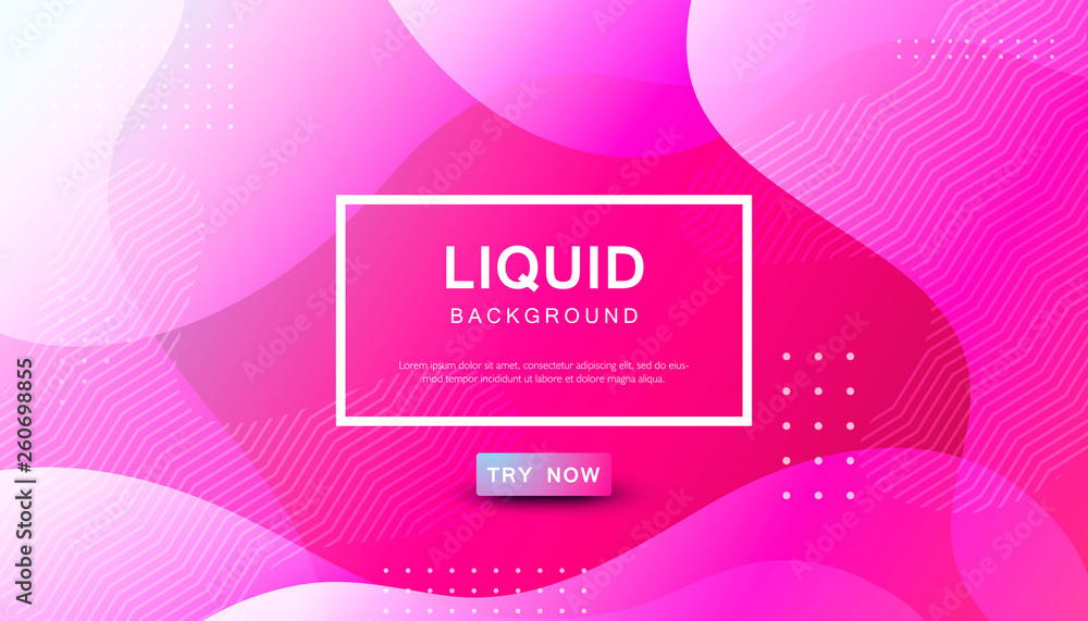 Poster pink liquid color background. dynamic textured geometric element design with dots decoration. modern