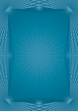 Blue  Abstract background certificate. Decorative blue background with abstract stzlized sun motive. Useful for certificate. Vector available.