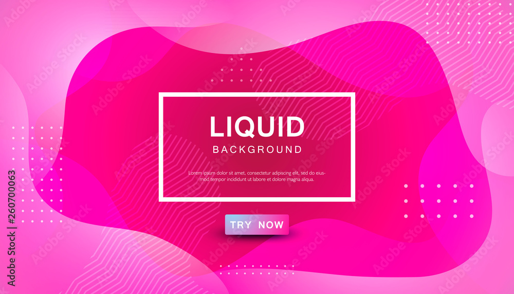 Poster pink liquid color background. dynamic textured geometric element design with dots decoration. modern