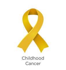 Childhood Cancer awareness month in September. Gold color ribbon Cancer Awareness Products.