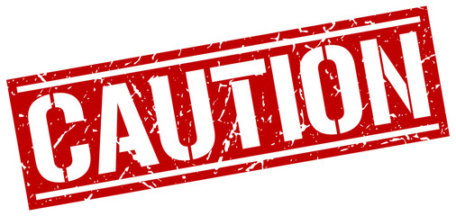 caution square grunge stamp