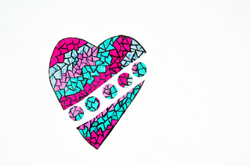 Mosaic heart on white background