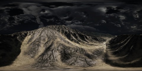 VR 360 Huge Dark Clouds over Scottish Highlands