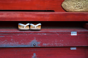 shoes inside a temple
