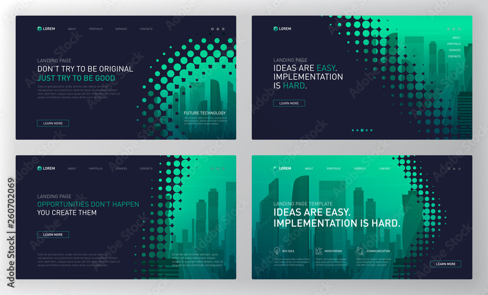 Wall mural landing page template for business and construction. modern web page design concept layout for websi