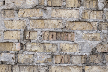 The texture of the old crumbling brick wall.