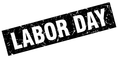 square grunge black labor day stamp