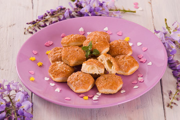 Puff pastries with custrad cream.