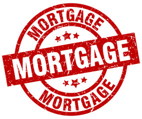 mortgage round red grunge stamp