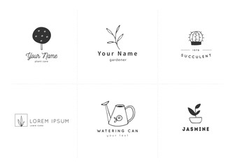Vector logo templates set. Hand drawn garden isolated elements. © julia_khimich