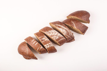 Fresh beautiful baking bread concept on white background