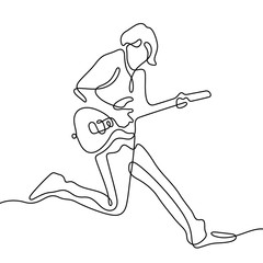 Rock star continuous line vector illustration