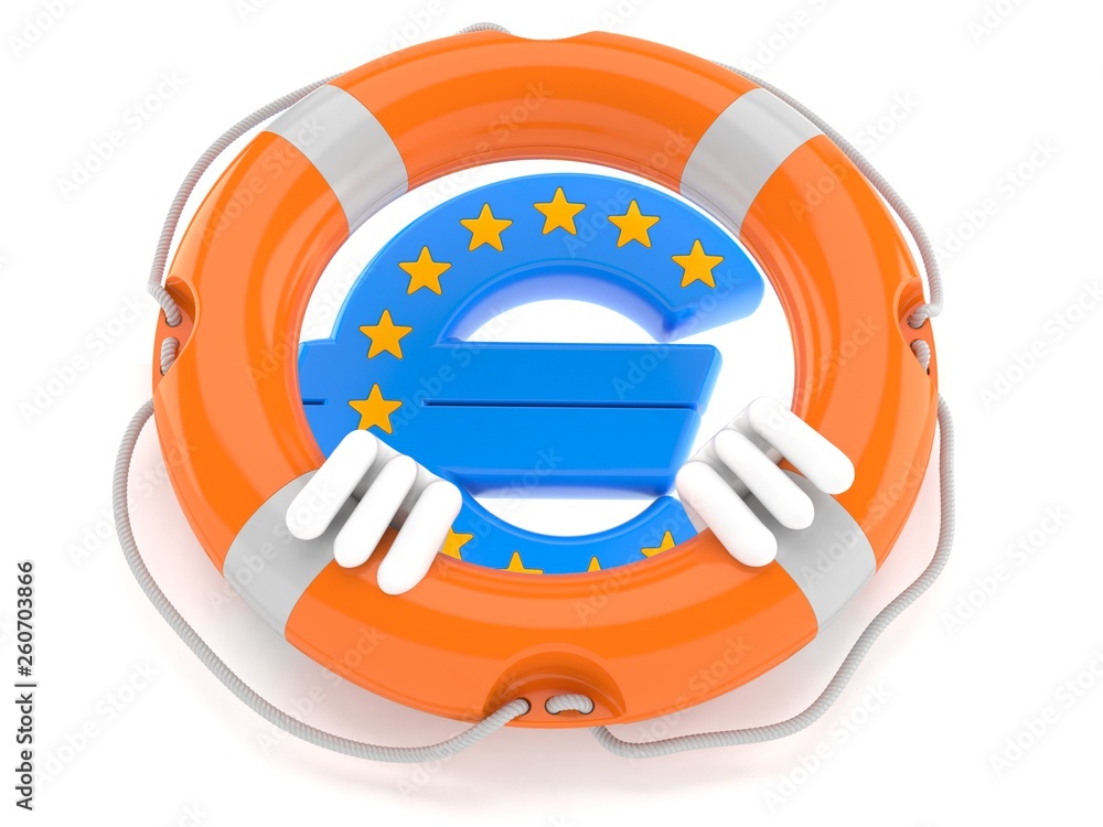 Canvas Prints Euro currency character inside life buoy