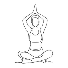 Yoga position continuous line vector illustration