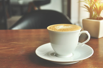 coffee cup on the wooden table