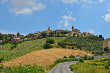 Fototapeta na wymiar The village of Montelupone in the Marche region