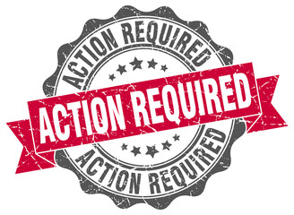action required stamp. sign. seal