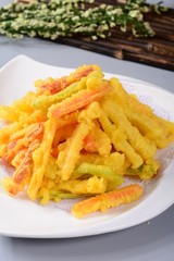 french fries with ketchup and mayonnaise