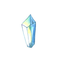 Magic crystal isolated on white. Hand drawn watercolor illustration.