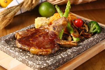 grilled meat with vegetables