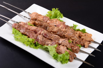 grilled beef steak with salad