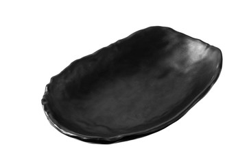 black plate isolated on white background with clipping path