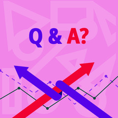 Handwriting text writing Q And A Question. Conceptual photo in which demonstrating asks questions and another one answers them Two Arrows where One is Intertwined to the other as Team Up or