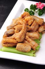 fried chicken with vegetables on plate