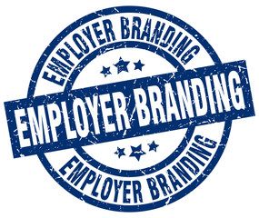 employer branding blue round grunge stamp