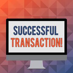 Handwriting text writing Successful Transaction. Conceptual photo effective action of conducting business Close deals Blank White Computer Monitor WideScreen Mounted on a Stand for Technology
