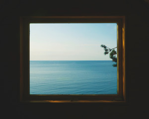 blue sky and window and sea