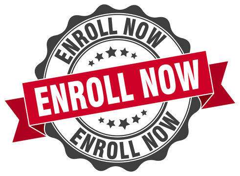enroll now stamp. sign. seal
