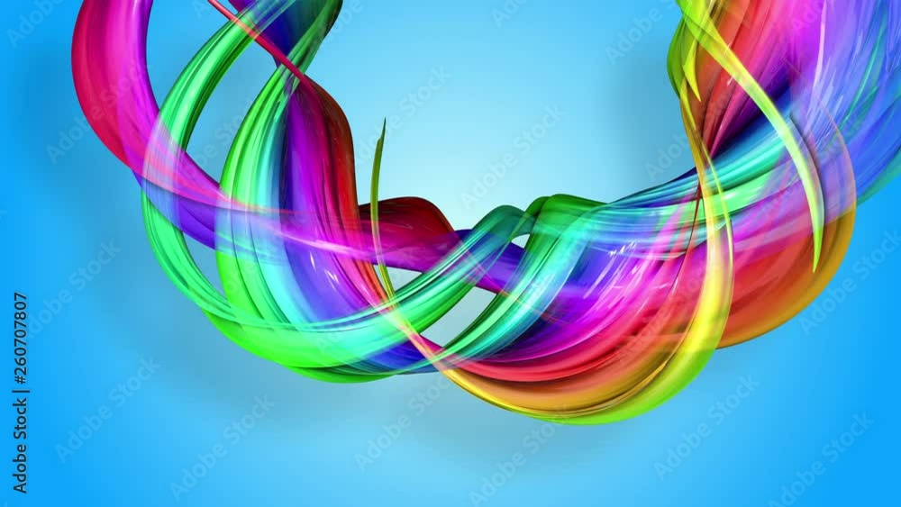 Poster rainbow stripes are moving in a circle and twisting as abstract background. 12