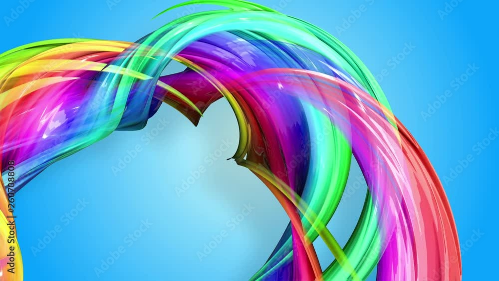 Poster rainbow stripes are moving in a circle and twisting as abstract background. 13