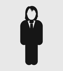 Standing Corporate Woman Icon. Flat style vector EPS.