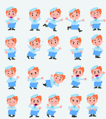 Cartoon character chef. Set with different postures, attitudes and poses, doing different activities in isolated vector illustrations.