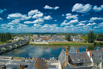 Aerial view of Amboise, France - In the Indre-et-Loire département of the Loire Valley