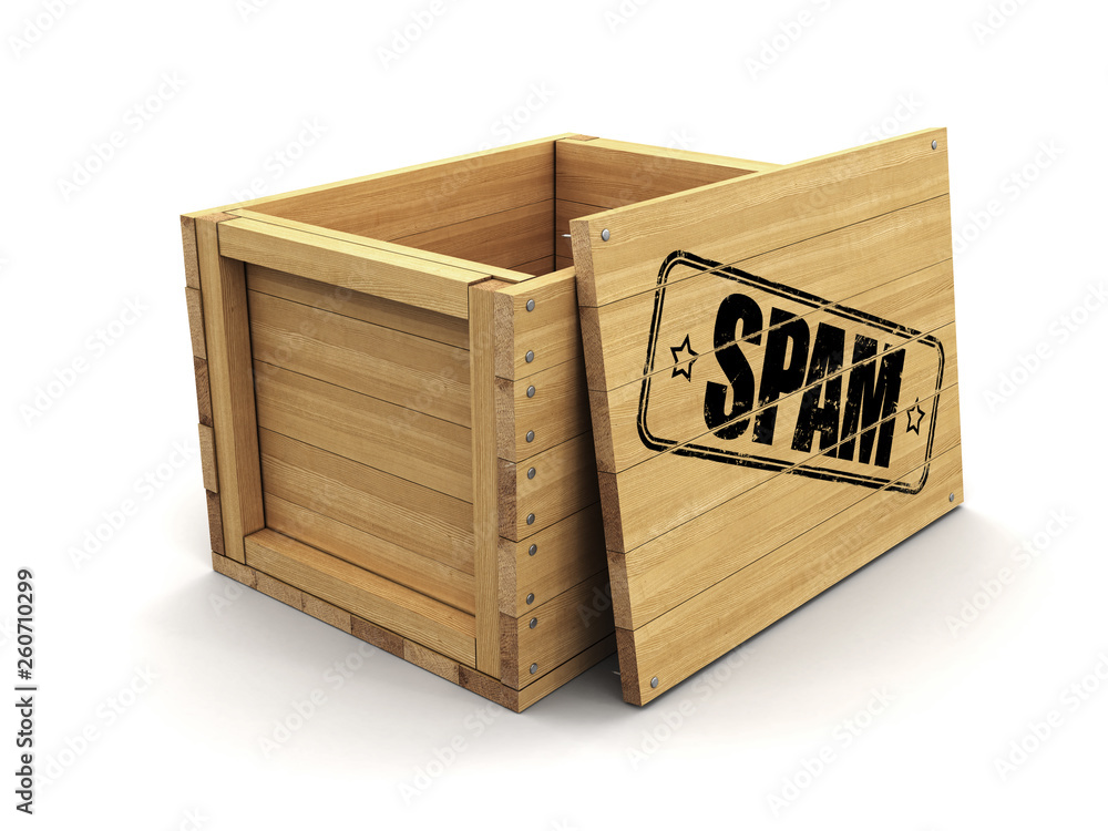 Poster wooden crate with spam. image with clipping path