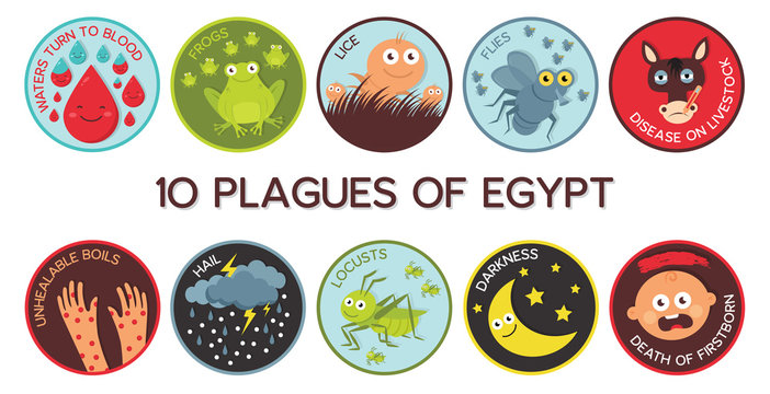 Passover Ten Plagues Of Egypt Cartoon- Vector