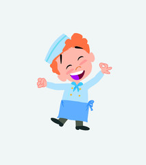 Chef exulting in happiness